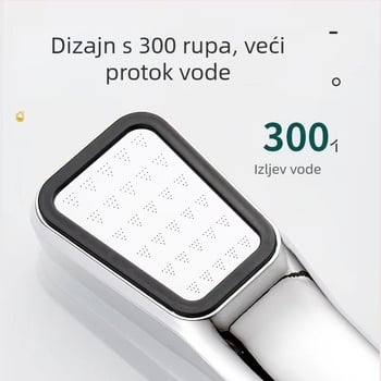 Tuš komplet s crijevom – kišni i snažni tuš, plastični, kvadratnog oblika tuš glava, spiralni priključak, prijenosni