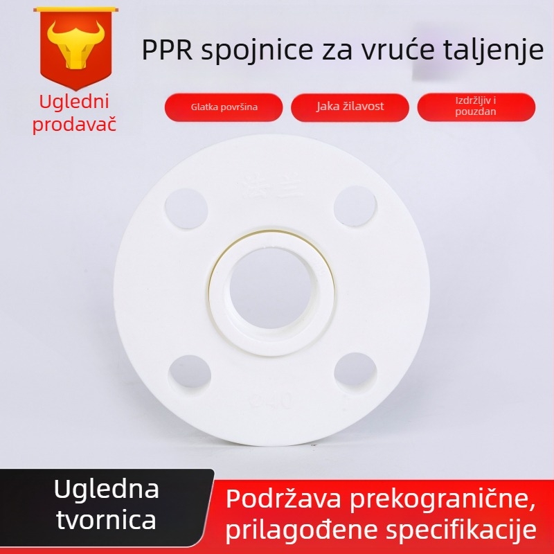 PPR prirubni fitinzi za toplinsko zavarivanje vodovodnih cijevi, spoj s prirubom i ventilom, 25–110, podijeljena prirubnica