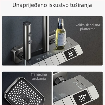 Bakreni set za tuš, kišna funkcija, okrugli oblik, brušena završna obrada, CE certifikat EU