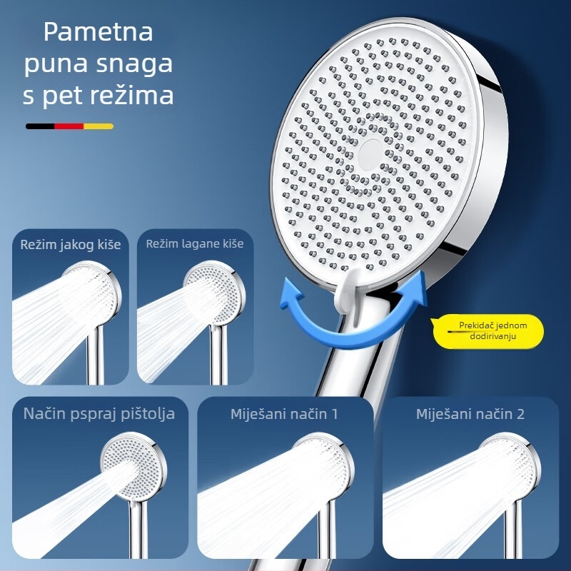 SCALONI Zh255 Komplet tuš glave s velikim panelom, montaža na zid, ABS + kromirana površina, Funkcije: kišna, masaža, mjehurići, raspršivanje, snažan protok, regulacija tlaka