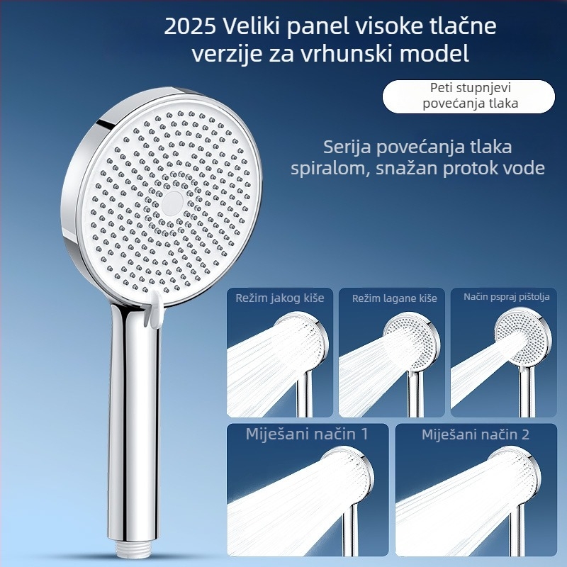 SCALONI Zh255 Komplet tuš glave s velikim panelom, montaža na zid, ABS + kromirana površina, Funkcije: kišna, masaža, mjehurići, raspršivanje, snažan protok, regulacija tlaka