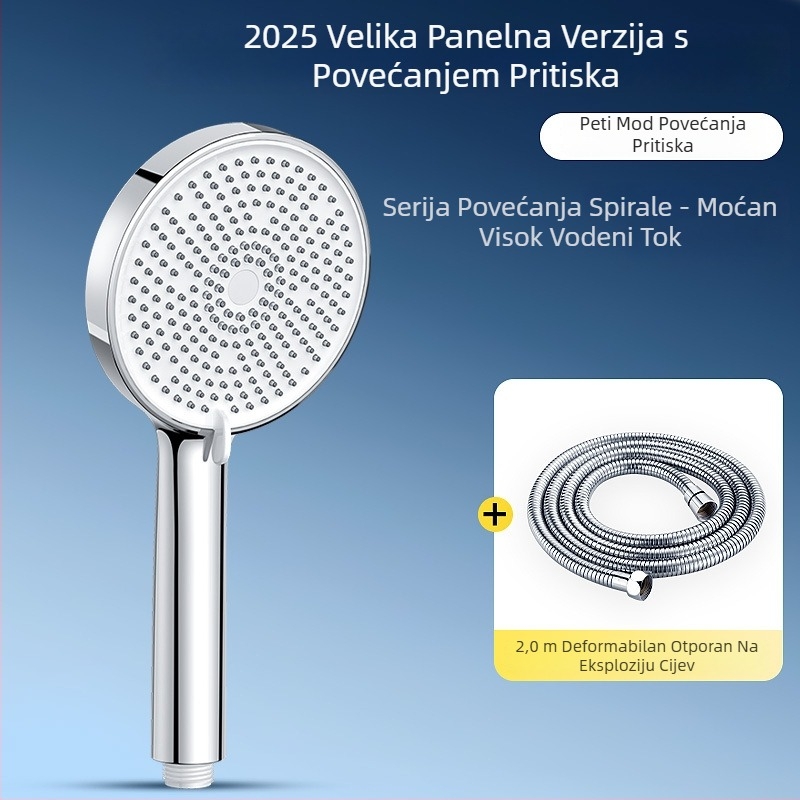 SCALONI Zh255 Komplet tuš glave s velikim panelom, montaža na zid, ABS + kromirana površina, Funkcije: kišna, masaža, mjehurići, raspršivanje, snažan protok, regulacija tlaka