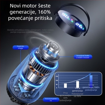 Vanjski tuš uređaj - ručni, ABS kućište, digitalni zaslon, LED rasvjeta, podesiva postavka (60°C, 5V 10W, miješani izlaz vode)