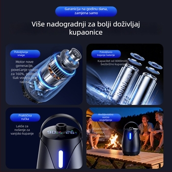 Vanjski tuš uređaj - ručni, ABS kućište, digitalni zaslon, LED rasvjeta, podesiva postavka (60°C, 5V 10W, miješani izlaz vode)