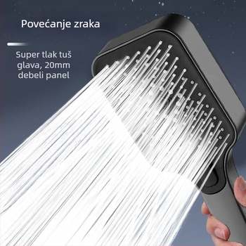 Set tuš glave s povećanim tlakom, ABS materijal, četvrtasta glava, moderni minimalistički dizajn