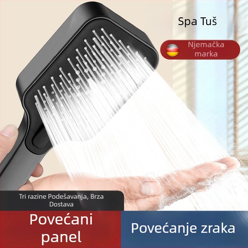 Set tuš glave s povećanim tlakom, ABS materijal, četvrtasta glava, moderni minimalistički dizajn