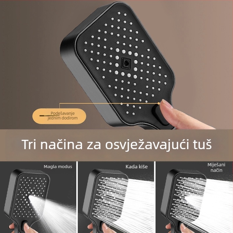 Set tuš glave s povećanim tlakom, ABS materijal, četvrtasta glava, moderni minimalistički dizajn