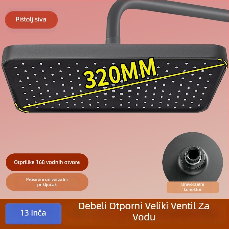 Set tuš glave s povećanim tlakom, ABS materijal, četvrtasta glava, moderni minimalistički dizajn
