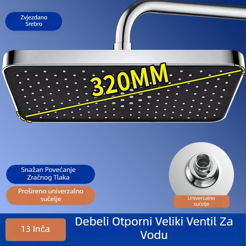 Set tuš glave s povećanim tlakom, ABS materijal, četvrtasta glava, moderni minimalistički dizajn