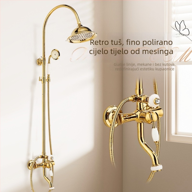 Tuš set za kupaonicu s bakrenim tijelom, zidna montaža, kišna funkcija, miješani izlaz vode, model XR8906