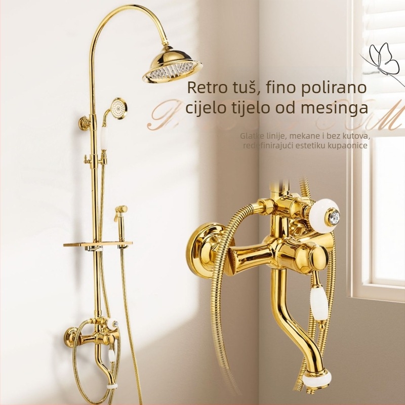 Tuš set za kupaonicu s bakrenim tijelom, zidna montaža, kišna funkcija, miješani izlaz vode, model XR8906