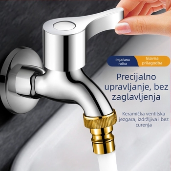 Kran za perilicu s bakrenim tijelom, ugradnja u zid, jednoručno upravljanje, elektroplatirani završni sloj, nazivni tlak 0,8 MPa