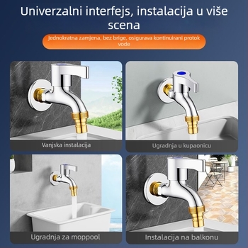 Kran za perilicu s bakrenim tijelom, ugradnja u zid, jednoručno upravljanje, elektroplatirani završni sloj, nazivni tlak 0,8 MPa
