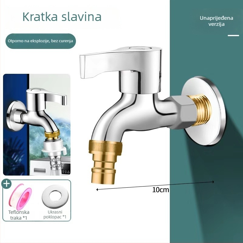 Kran za perilicu s bakrenim tijelom, ugradnja u zid, jednoručno upravljanje, elektroplatirani završni sloj, nazivni tlak 0,8 MPa