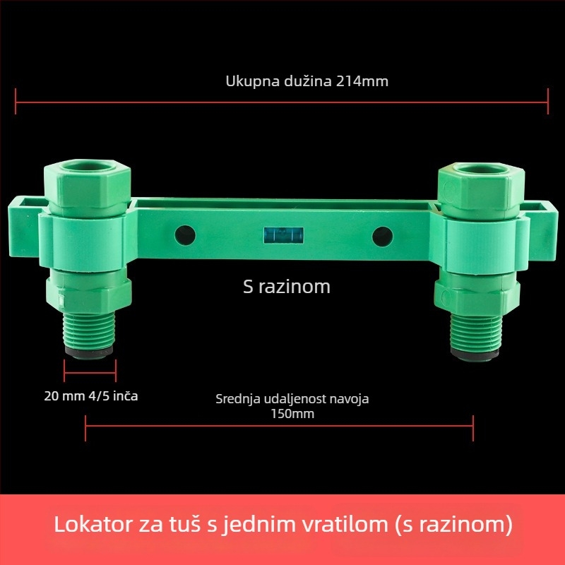 Držač PPR tuša s dvostrukim miješkim ventilstom, pozicioner za otvore i pribor za test tlaka