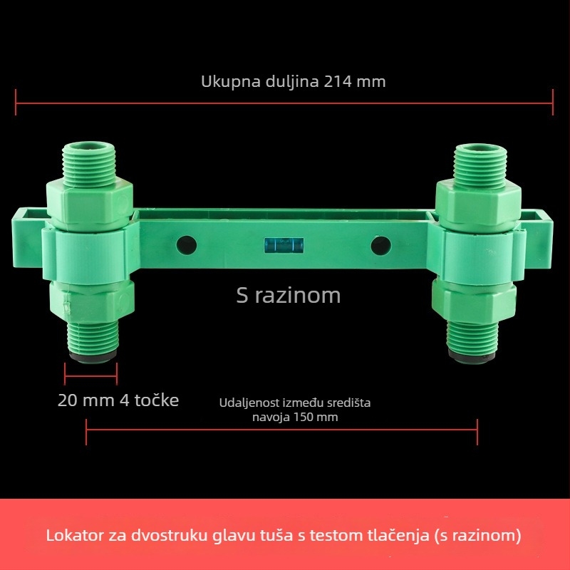 Držač PPR tuša s dvostrukim miješkim ventilstom, pozicioner za otvore i pribor za test tlaka