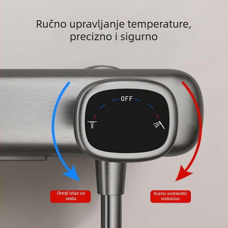 Set tuša s kružnom glavom, zidni montažni, model N1025, bakar materijal, kontrola temperature, moderan dizajn