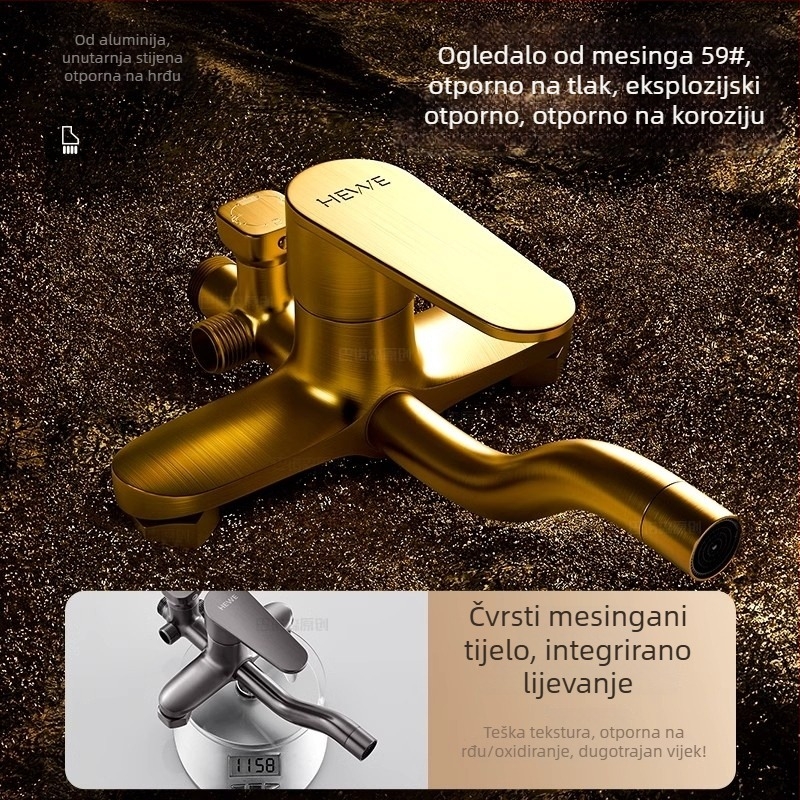 Set tuša od rafiniranog bakra, četvrtasti oblik, zidna montaža, kromirani završetak, funkcije kiša, prskanje i mjehurići, model 3004