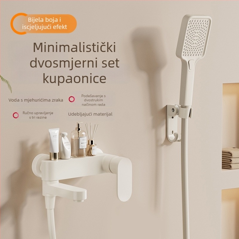 Tuš set s skrivenom glavom – kvadratni oblik, Space aluminij, funkcije raspršivanje i kiša, završni premaz Baking Paint, model Hsn178