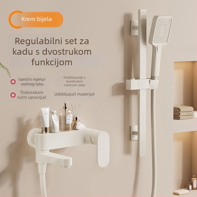 Tuš set s skrivenom glavom – kvadratni oblik, Space aluminij, funkcije raspršivanje i kiša, završni premaz Baking Paint, model Hsn178