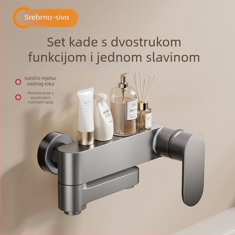 Tuš set s skrivenom glavom – kvadratni oblik, Space aluminij, funkcije raspršivanje i kiša, završni premaz Baking Paint, model Hsn178