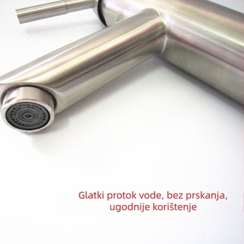 Slavina za umivaonik od nehrđajućeg čelika, miješalica kupaonica, vertikalni montažni tip, jednom ručkom, keramički disk ventil