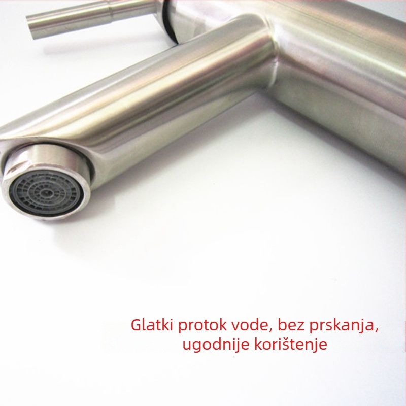 Slavina za umivaonik od nehrđajućeg čelika, miješalica kupaonica, vertikalni montažni tip, jednom ručkom, keramički disk ventil