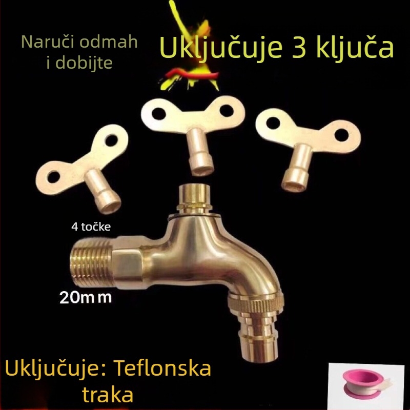 Kahn Lion Odvojivi vanjski ventil za perilicu s keramičkim diskom ventila, 1/2-inčni priključak, anodizirani završetak, s ključem za zaštitu