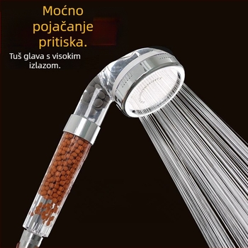 Sprchovna glava s negativnim ionima, prijenosni pojačivač tlaka, ABS, rotirajući nosač, 0,6 MPa