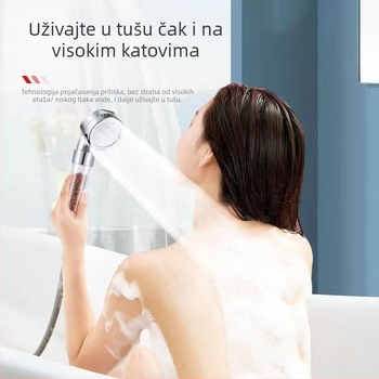 Sprchovna glava s negativnim ionima, prijenosni pojačivač tlaka, ABS, rotirajući nosač, 0,6 MPa