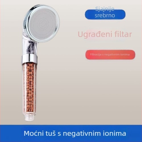 Sprchovna glava s negativnim ionima, prijenosni pojačivač tlaka, ABS, rotirajući nosač, 0,6 MPa