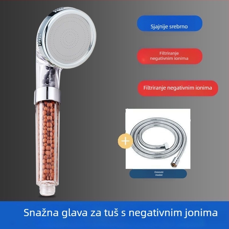 Sprchovna glava s negativnim ionima, prijenosni pojačivač tlaka, ABS, rotirajući nosač, 0,6 MPa