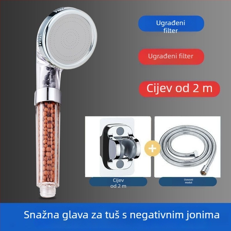 Sprchovna glava s negativnim ionima, prijenosni pojačivač tlaka, ABS, rotirajući nosač, 0,6 MPa
