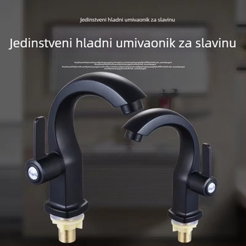 Slavina za umivaonik s zakrivljenjem u obliku mjeseca, jednopripojna, hladna voda, univerzalno sučelje, ABS, keramički jezgreni ventil, model 013