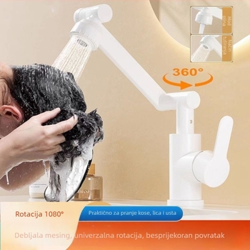 Bakreni slavina za umivaonik u kupaonici, višenamjenska, keramički disk ventil, trostruka konstrukcija, površina s pečenim premazom, vruća i hladna voda