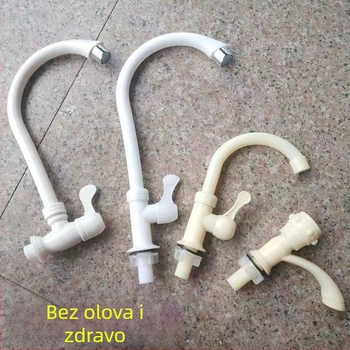 Kuhinjska slavina za hladnu vodu za sudoper – plastična, krom završna obrada, keramni disk ventila, jednostruka spojka, okretni izlaz