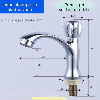 DL008 Slavina za pločni umivaonik, plast, keramički jezgreni ventil, elektroplatirani završni sloj, 0–30°C
