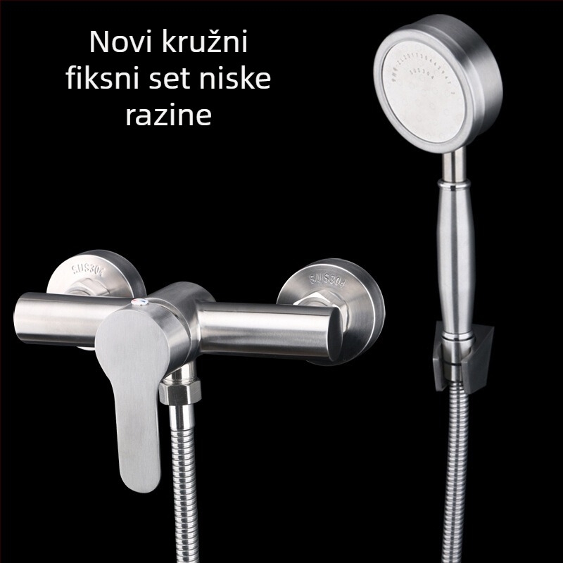 Set za tuširanje od nehrđajućeg čelika, kišna mlaznica, moderan dizajn, u zid ugrađen, brušeni završetak