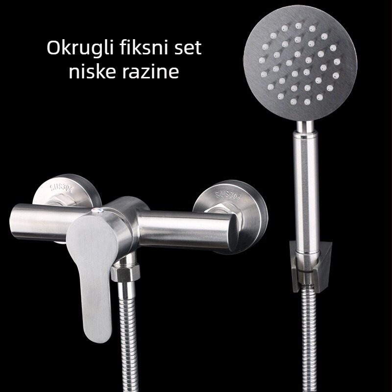 Set za tuširanje od nehrđajućeg čelika, kišna mlaznica, moderan dizajn, u zid ugrađen, brušeni završetak