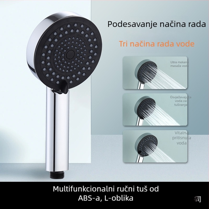 Ručna tuš glavica s tri funkcije, ABS + tekući silikon, model BL-6002, radna temperatura 0–60°C, nazivni tlak 0,8 MPa