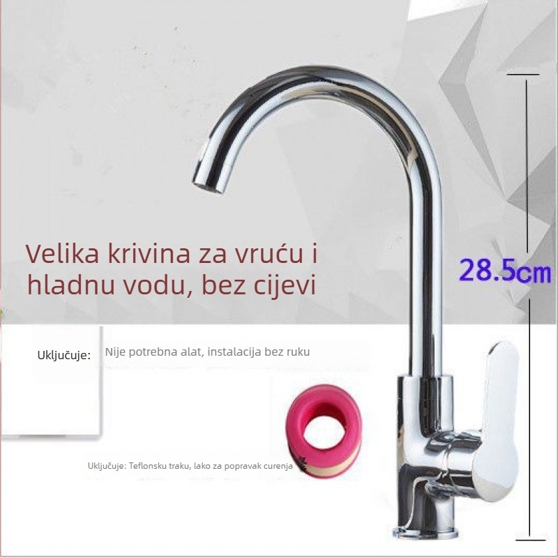 Kuhinjski miješalac za toplu i hladnu vodu, bakreno tijelo, okretni za sudoperu