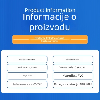 Električni nehrđajući čelični kuglasti ventil DN32, trodijelno tijelo