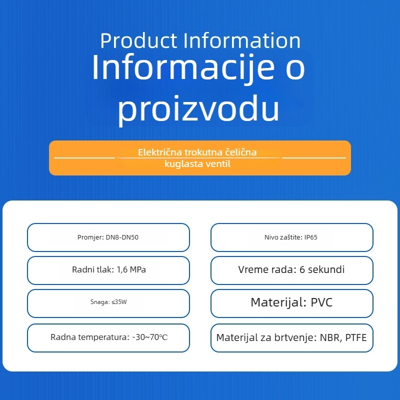 Električni nehrđajući čelični kuglasti ventil DN32, trodijelno tijelo