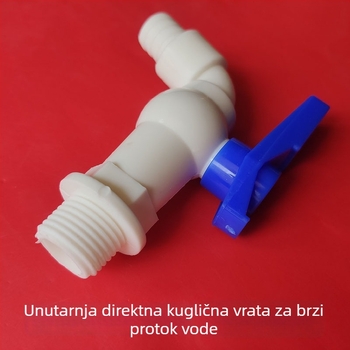 Plastični ventil za kantu, model Bucket faucet; materijal: plastika; funkcija: električni ventil; način otvaranja: tip s ključem; konstrukcija: jednodijelna spojka