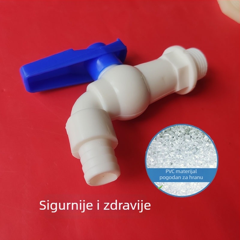 Plastični ventil za kantu, model Bucket faucet; materijal: plastika; funkcija: električni ventil; način otvaranja: tip s ključem; konstrukcija: jednodijelna spojka