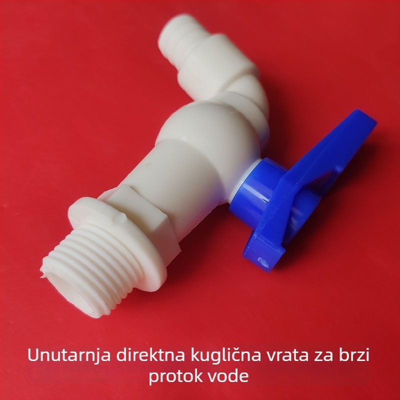 Plastični ventil za kantu, model Bucket faucet; materijal: plastika; funkcija: električni ventil; način otvaranja: tip s ključem; konstrukcija: jednodijelna spojka