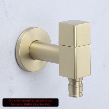 Bakreni ventil za perilicu rublja, zidni, brzo otvaranje mlaza, 1/4-inčni priključak, s jednim otvorom