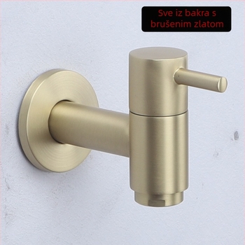 Bakreni ventil za perilicu rublja, zidni, brzo otvaranje mlaza, 1/4-inčni priključak, s jednim otvorom