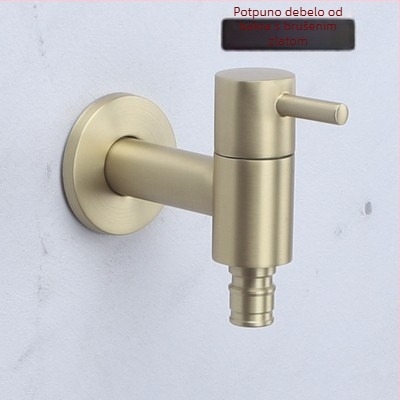 Bakreni ventil za perilicu rublja, zidni, brzo otvaranje mlaza, 1/4-inčni priključak, s jednim otvorom