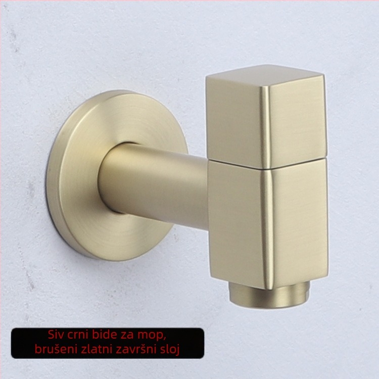 Bakreni ventil za perilicu rublja, zidni, brzo otvaranje mlaza, 1/4-inčni priključak, s jednim otvorom